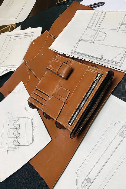 Multifunctional cowhide portable armpit bag