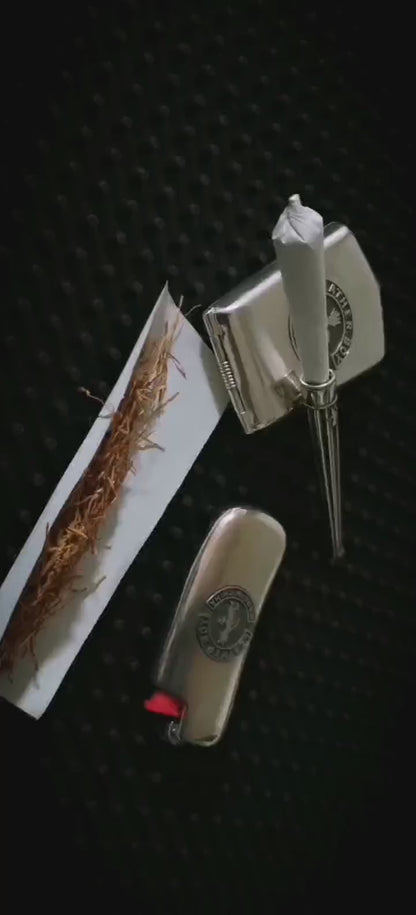 Pure silver lighter with a gold emblem